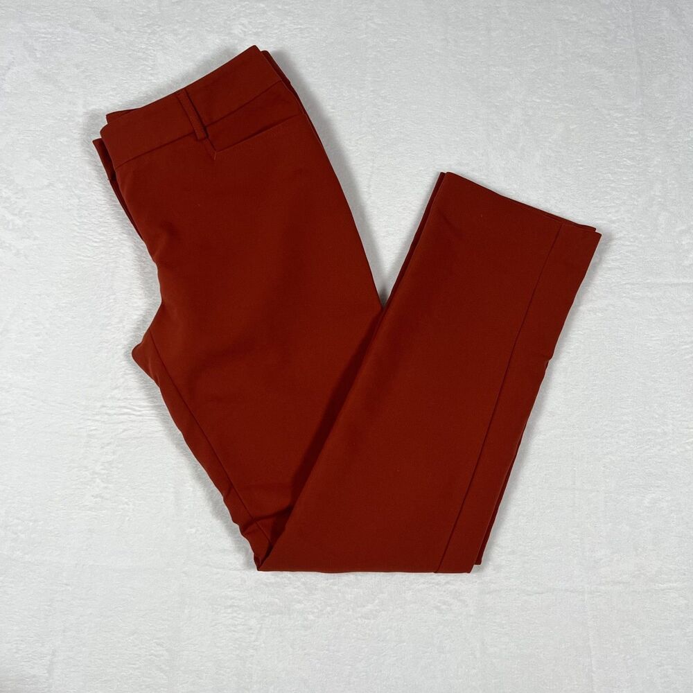 Express Columnist Womens Dress Pants Size 4R Rust Slim Straight Leg Trousers